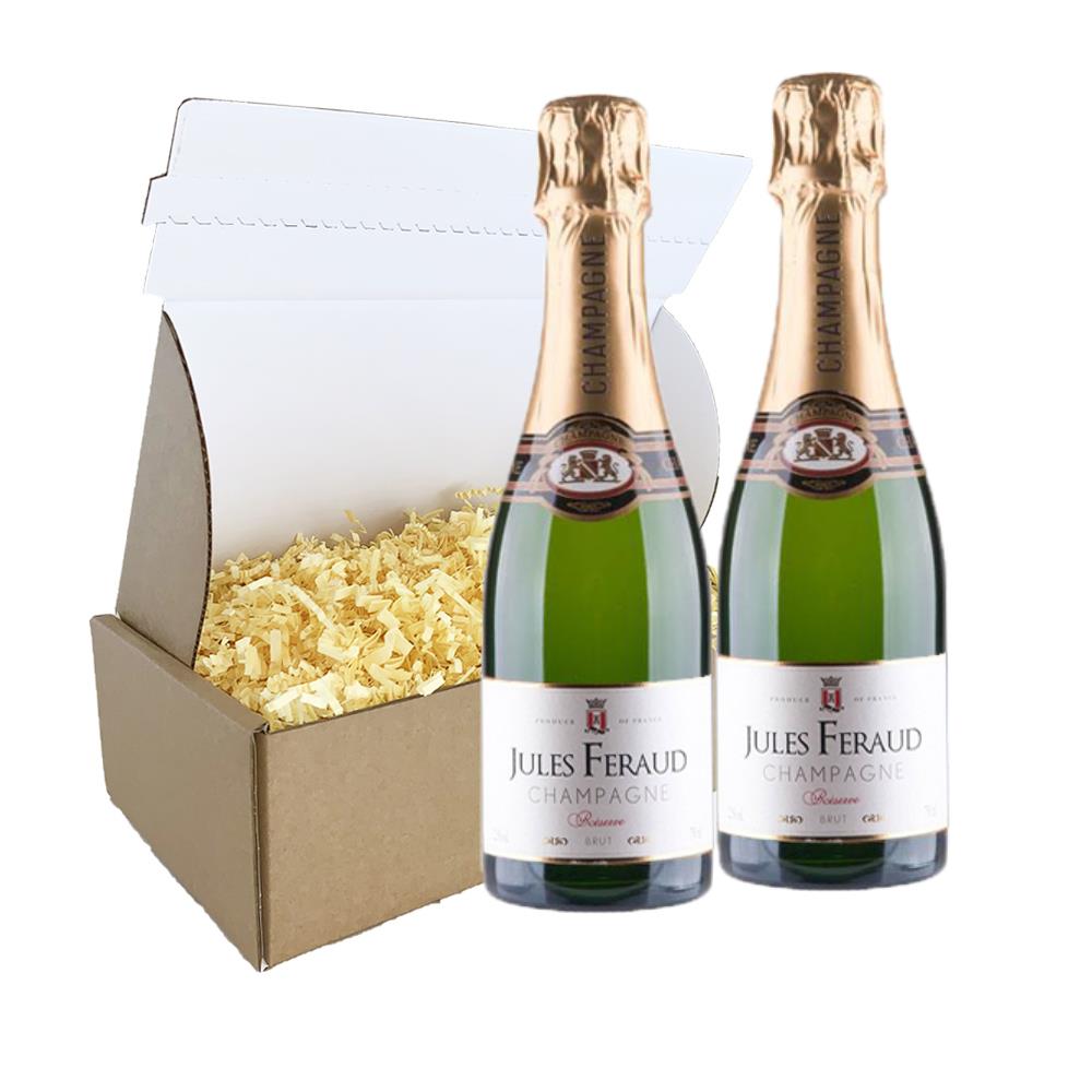 Half Bottle of Jules Feraud Champagne 37.5cl Duo Postal Box